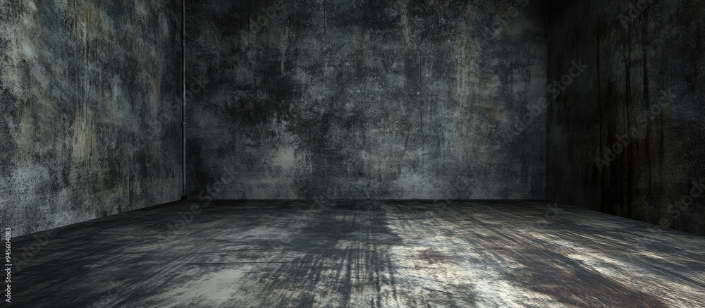 Poster dark grunge room in a 3d rendering for studio photography backgrounds