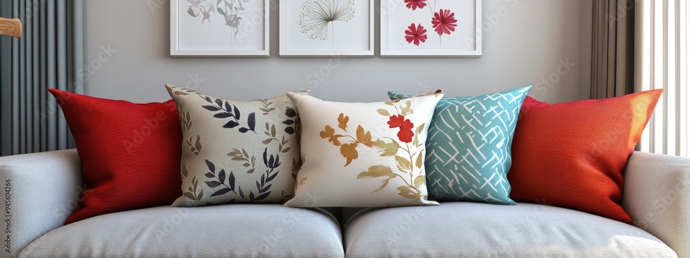 Poster 3d rendering of decorative pillows