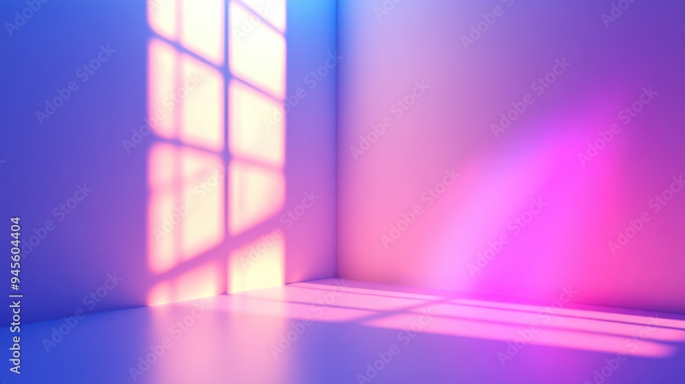 Poster 3D rendering of a shadow on a white wall illuminated by window light