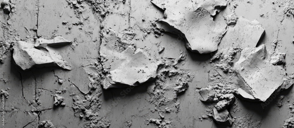 Poster 3D rendering of concrete and plaster textures on a black and white background for desktop use