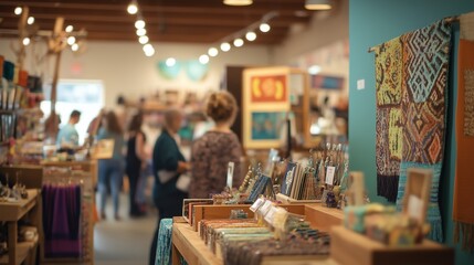 Naklejka premium Community Craft Fair: Celebrating Local Artisans with Handmade Goods, Unique Creations, and Vibrant Displays