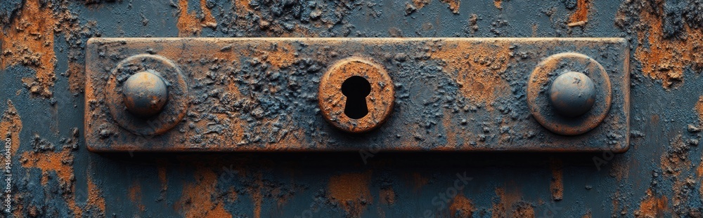 Aufkleber 3D rendering of a close up view of a dusty and rusty window lock shape