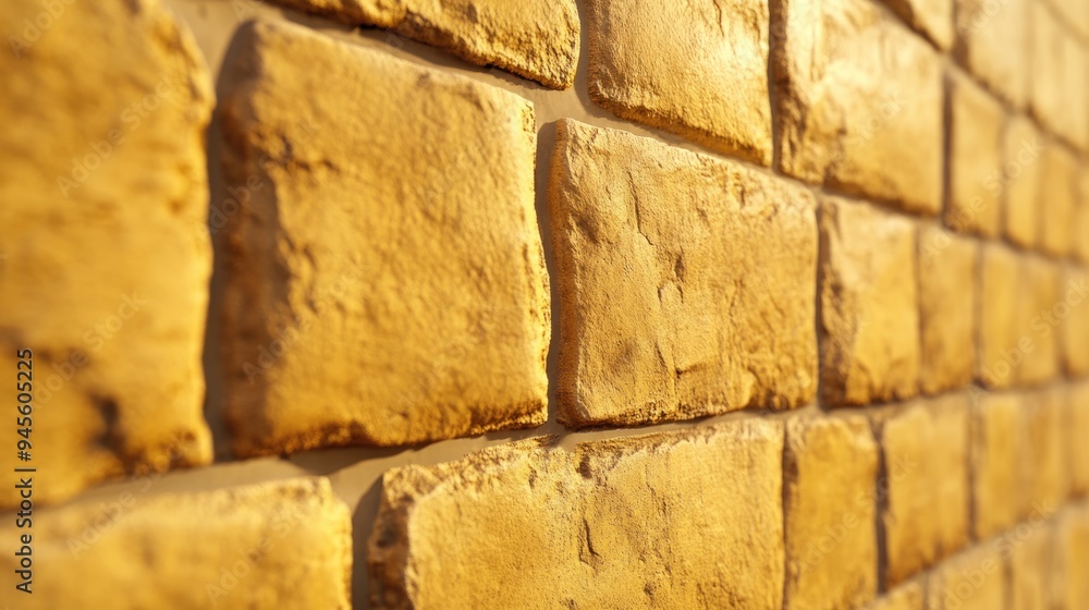 Aufkleber 3d rendering of a closeup view of a yellow wall at a historic castle site