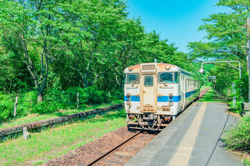 Naklejka premium 故郷へと続く線路