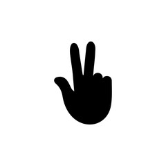 Peace Gesture, Victory Hand Solid Flat Vector Icon Isolated on White Background.