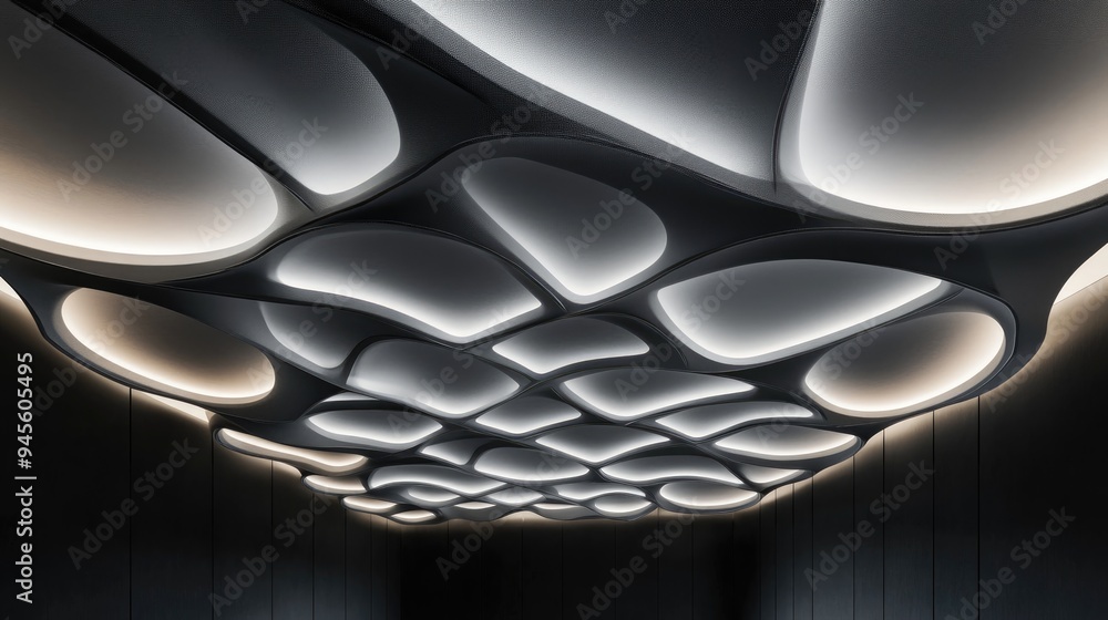 Poster monochrome ceiling design in 3d rendering
