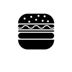 Fast Food Burger, Cheeseburger, Hamburger Solid Flat Vector Icon Isolated on White Background.