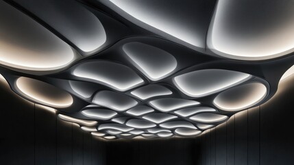 Monochrome ceiling design in 3D rendering