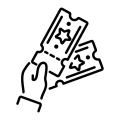 Movie tickets icon in outline style 