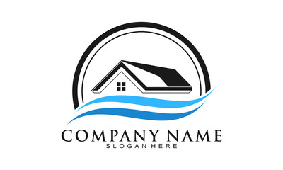 House and water symbol design vector