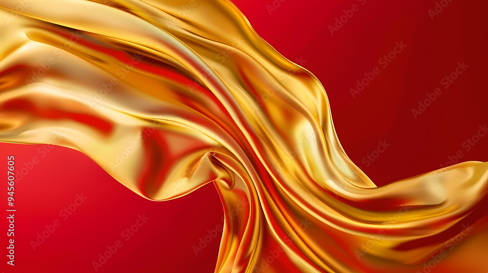 Sticker abstract golden silk