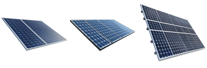 set of A photovoltaic solar panel isolated a transparent background
