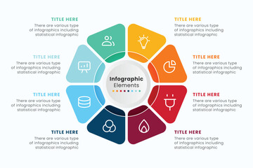 Minimal business circle infographic design template for cycling diagram. presentation and round chart. Business concept with 8 stages. Modern flat vector illustration for data visualization.