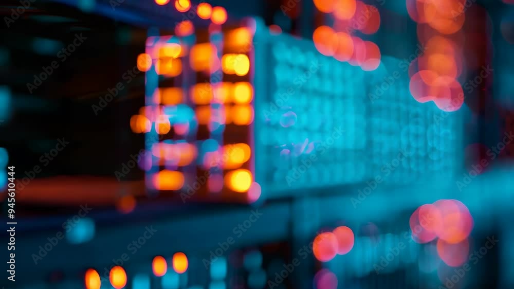 Aufkleber vibrant, multicolored lights illuminate the backdrop of a server rack, creating a dynamic and high-t