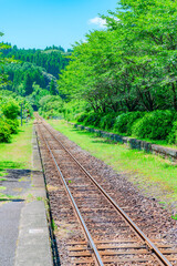 Obraz premium 故郷へと続く線路