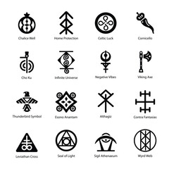 Set of Glyph Style Protection Symbols Icons 

