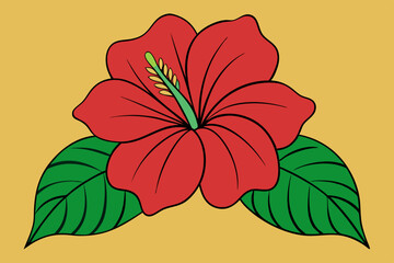 hibiscus flower engraving black and white outline