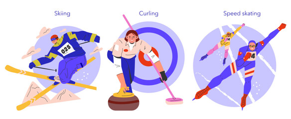 Fototapeta premium Winter Sports. Flat Vector Illustration