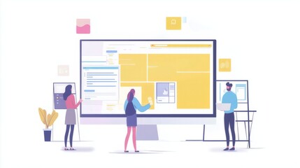 Fototapeta premium Website designer Creative planning application development draft sketch drawing template layout framework design studio . User experience design https www. Web page design concept