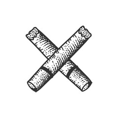 Sketch cigarette smoke. Vintage hand drawn. Vector illustration