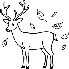 A deer with giant antlers designed for kids' coloring fun
