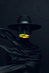 A woman with a black hat