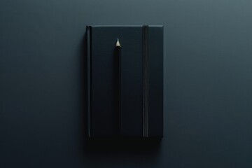 A black book with a pencil sticking out, perfect for writing or studying