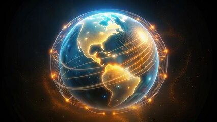 Obraz premium Illuminated Globe with Network Connections and Glowing Points