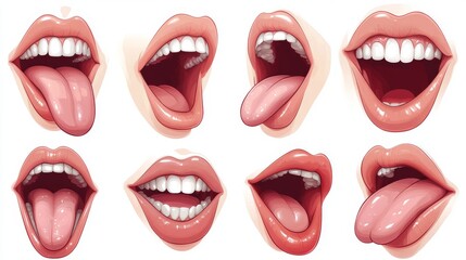 Obraz premium Cartoon mouth elements collection