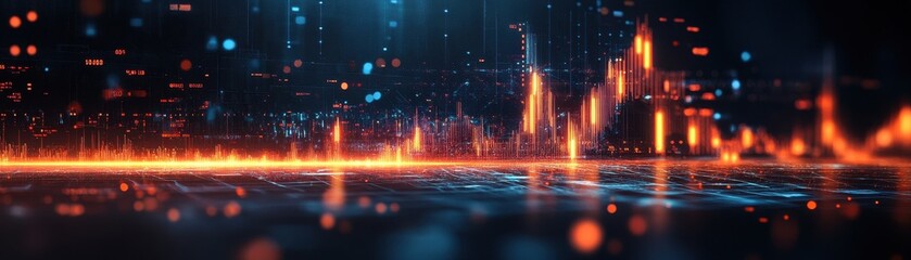 Obraz premium Futuristic Digital Data Visualization with Glowing Graphs and Abstract Technology Background