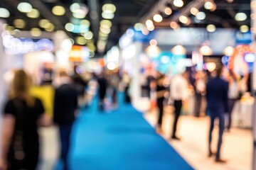 People at a Trade Exhibition Defocused shot of crowd on exhibition. Purposely blurred with a lens.
