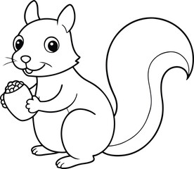 Color the cute squirrel and its acorn in this delightful kids coloring book
