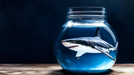 shark in a glass jar, metaphor business hunting