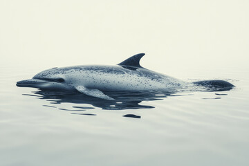 Fototapeta premium Dolphin on a white canvas,