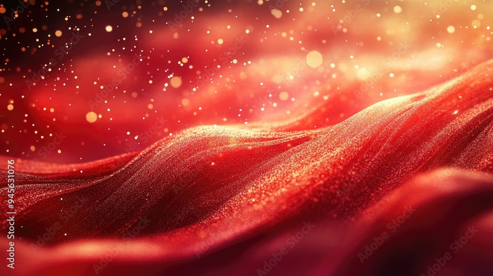 Aufkleber abstract red background featuring elegant glitter and flowing wave patterns
