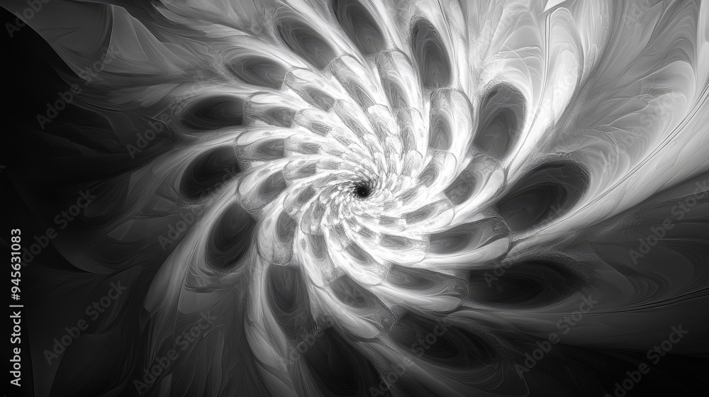 Poster black and white digital abstract fractal background created using computer graphics
