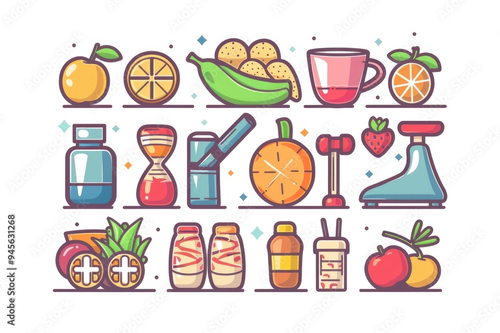 Poster Assorted groceries displayed on a shelf