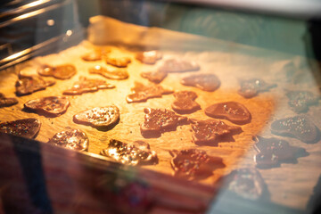 Christmas, New Year, DIY, holidays preparation and creativity concept. Getting ready to celebration. Baking cookies for christmas.