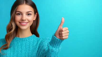 woman showing thumbs up