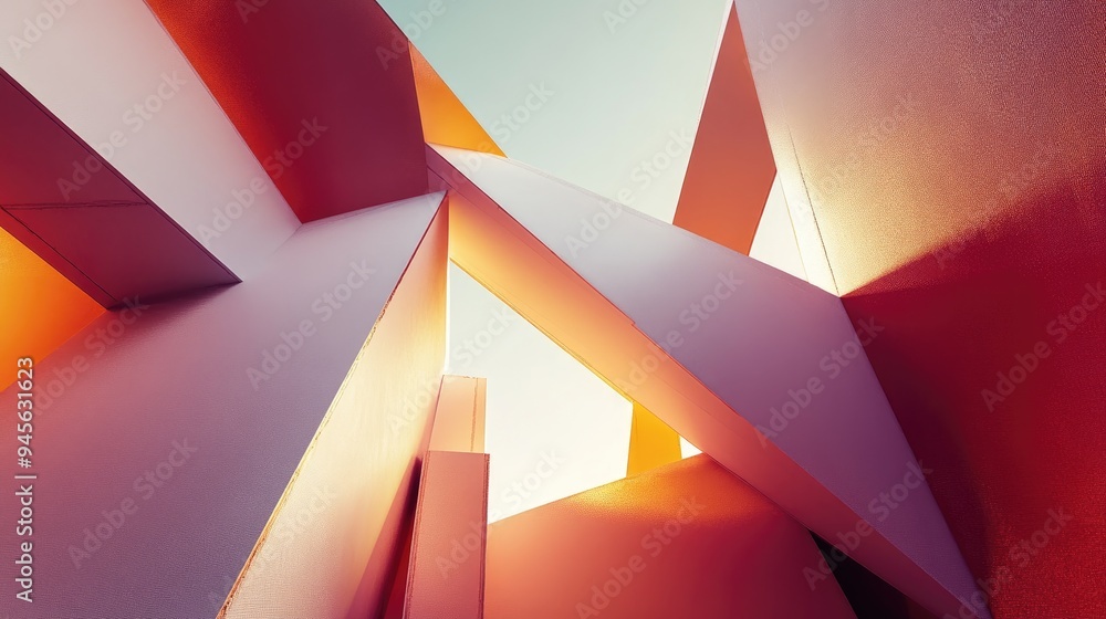 Poster 3d rendered abstract architectural background featuring geometric shapes and structures