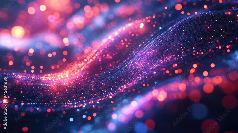 Fototapete 3D rendered abstract particle background featuring depth of field glowing effects and randomized elements
