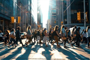 Naklejka premium Crossing people - traffic at rush hour Crossing people - traffic at rush hour in Toronto, Canada.