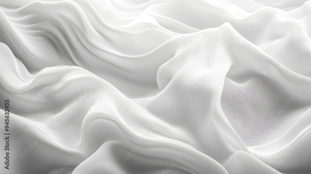 Poster Abstract 3D render of flowing white waves lines and threads creating a dynamic and visually appealing background