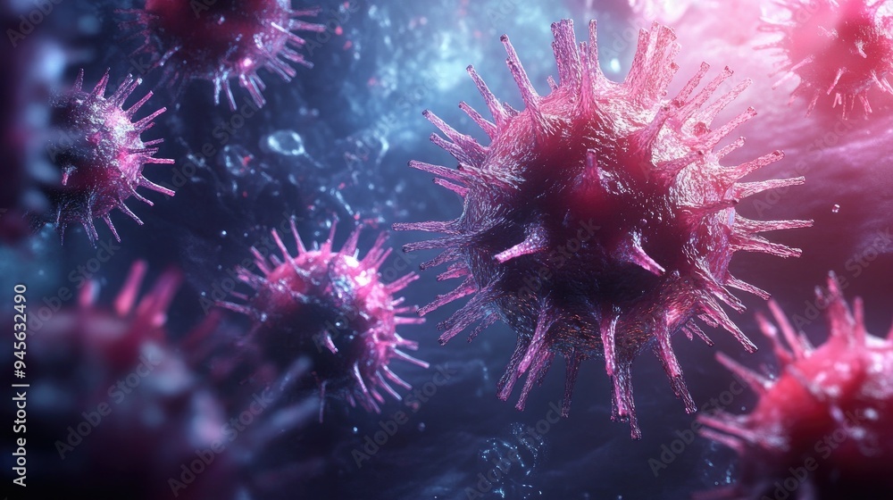 Poster abstract 3d rendering of virus cells