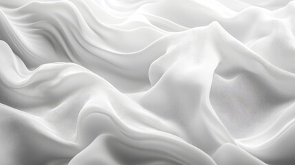 Abstract 3D render of flowing white waves lines and threads creating a dynamic and visually appealing background