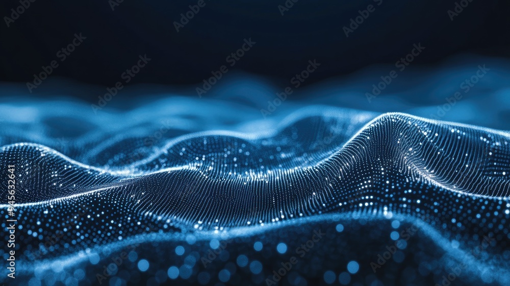 Poster abstract background featuring a noisy polygonal graph created from dots and lines on a dark backdrop