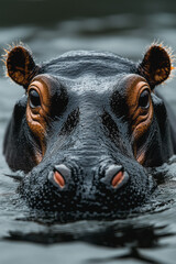 Fototapeta premium Hippo on a white canvas,