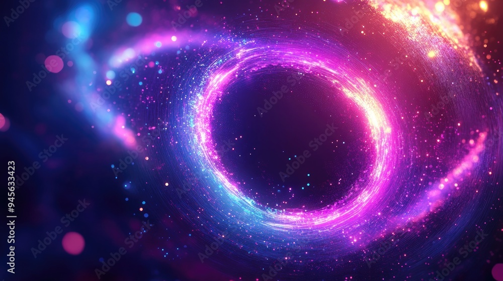 Poster abstract design featuring luminous swirls and an elegant glowing circle represents big data cloud co