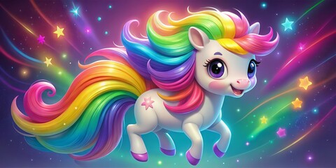 Fototapeta premium playful vibrant rainbow maned sparkles