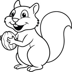 Chipmunk hugs a giant nut in this fun coloring book for kids fill in vibrant colors and bring the scene to life

